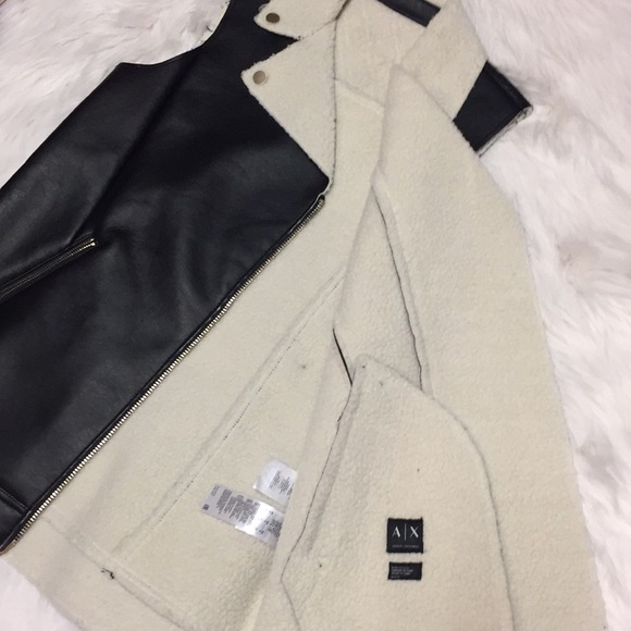 NWT Armani A/X Faux Shearling Moto Vest - Picture 10 of 11